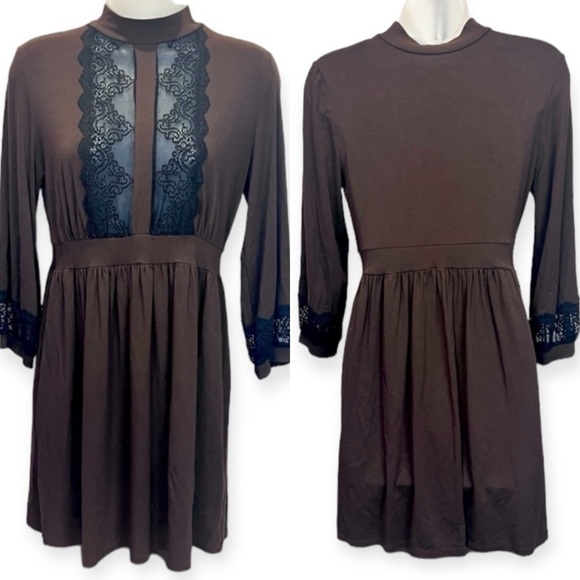 Anthropologie Only Hearts Helena Stuart Lace Midi Dress Sz M Cottage-core - Picture 1 of 9